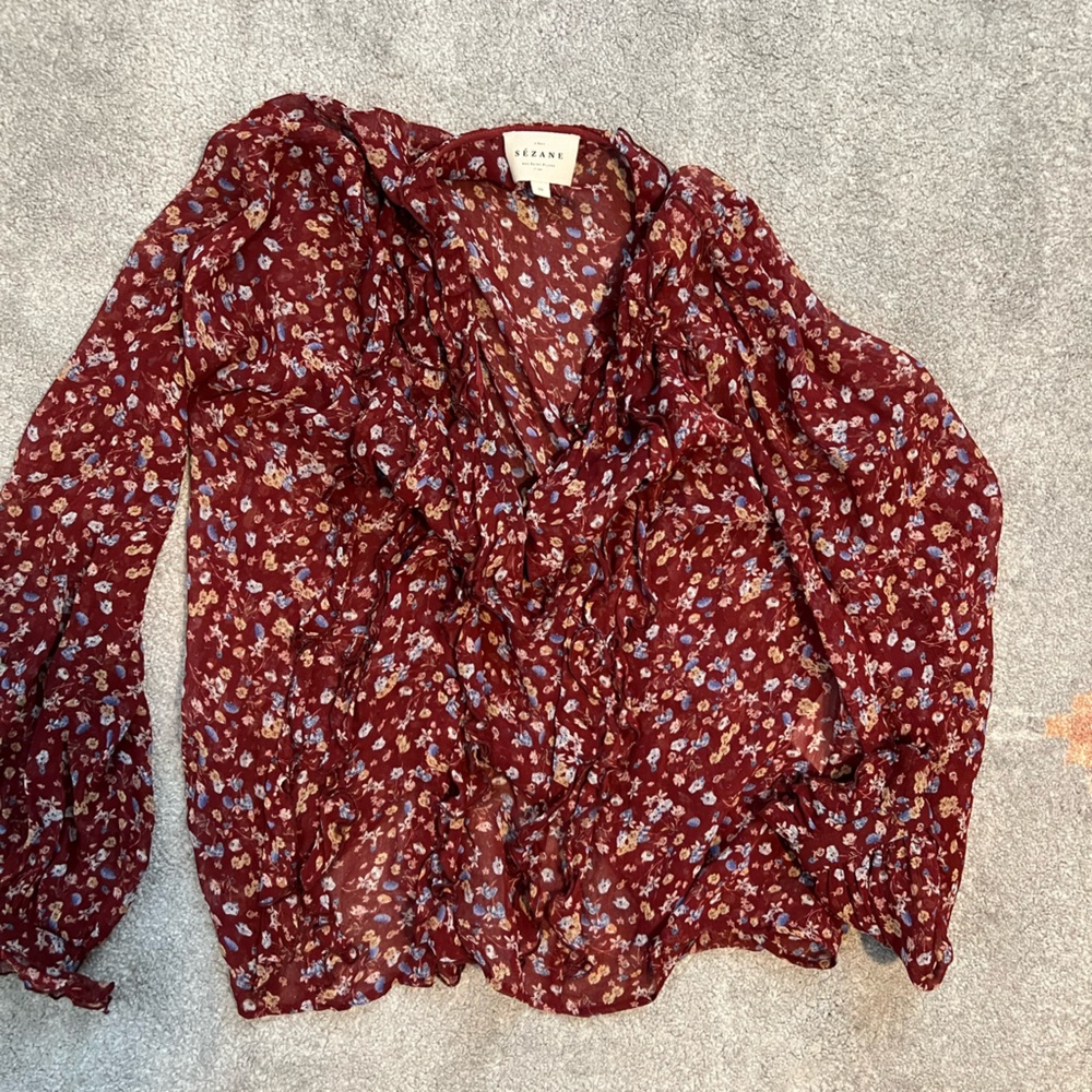 Sezane Celine Burgandy Blouse in size 6